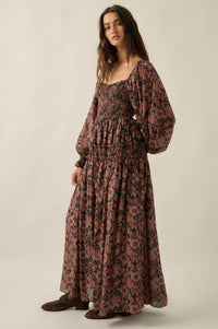 Scent of Beauty Floral Chiffon Smocked Maxi Dress - ShopPromesa