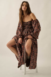 Scent of Beauty Floral Chiffon Smocked Maxi Dress - ShopPromesa