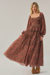 Scent of Beauty Floral Chiffon Smocked Maxi Dress - ShopPromesa
