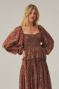 Scent of Beauty Floral Chiffon Smocked Maxi Dress - ShopPromesa