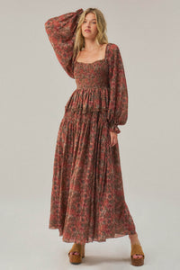 Scent of Beauty Floral Chiffon Smocked Maxi Dress - ShopPromesa