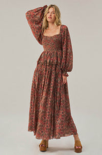 Scent of Beauty Floral Chiffon Smocked Maxi Dress - ShopPromesa