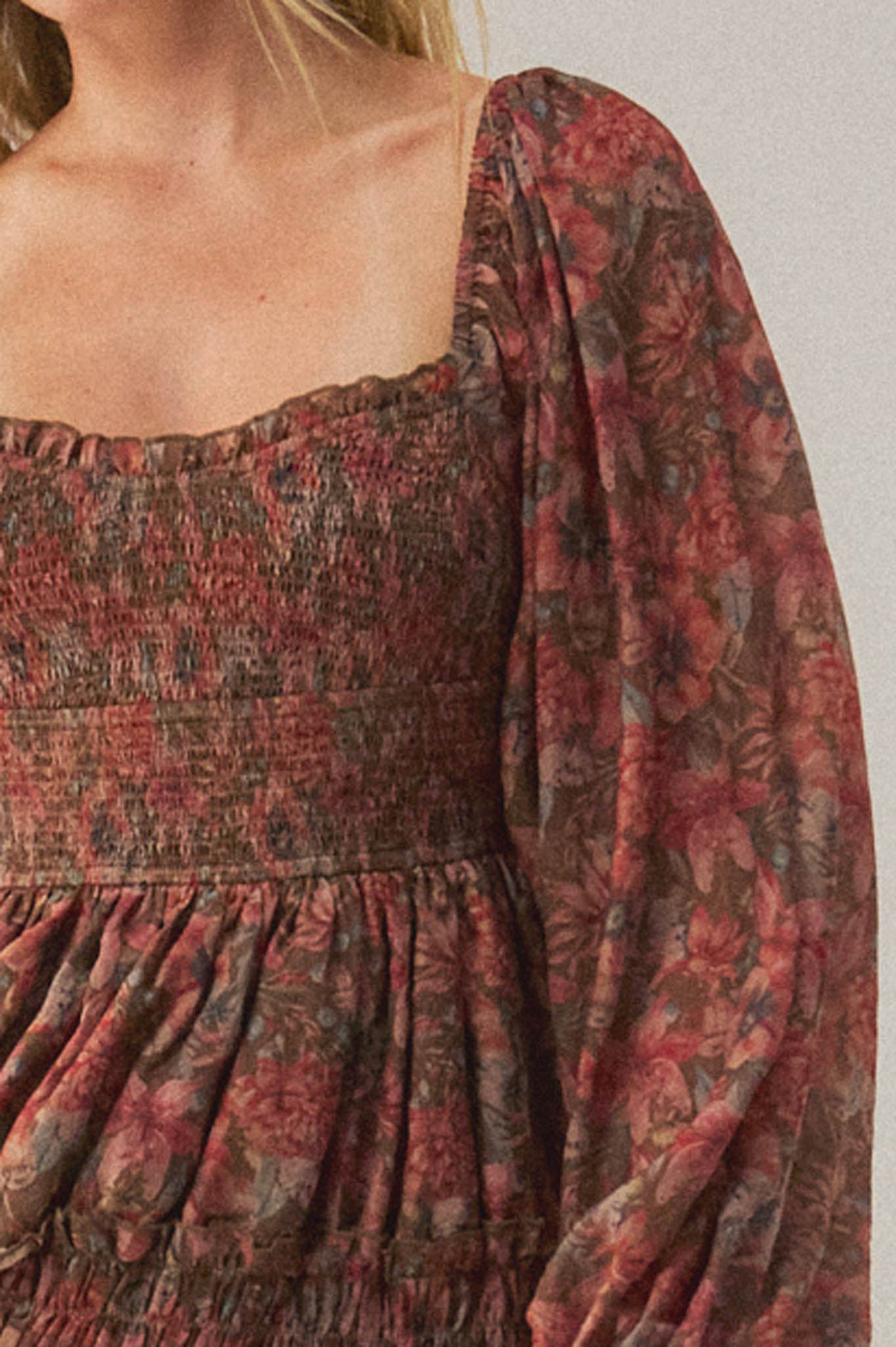 Scent of Beauty Floral Chiffon Smocked Maxi Dress - ShopPromesa
