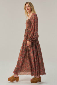 Scent of Beauty Floral Chiffon Smocked Maxi Dress - ShopPromesa