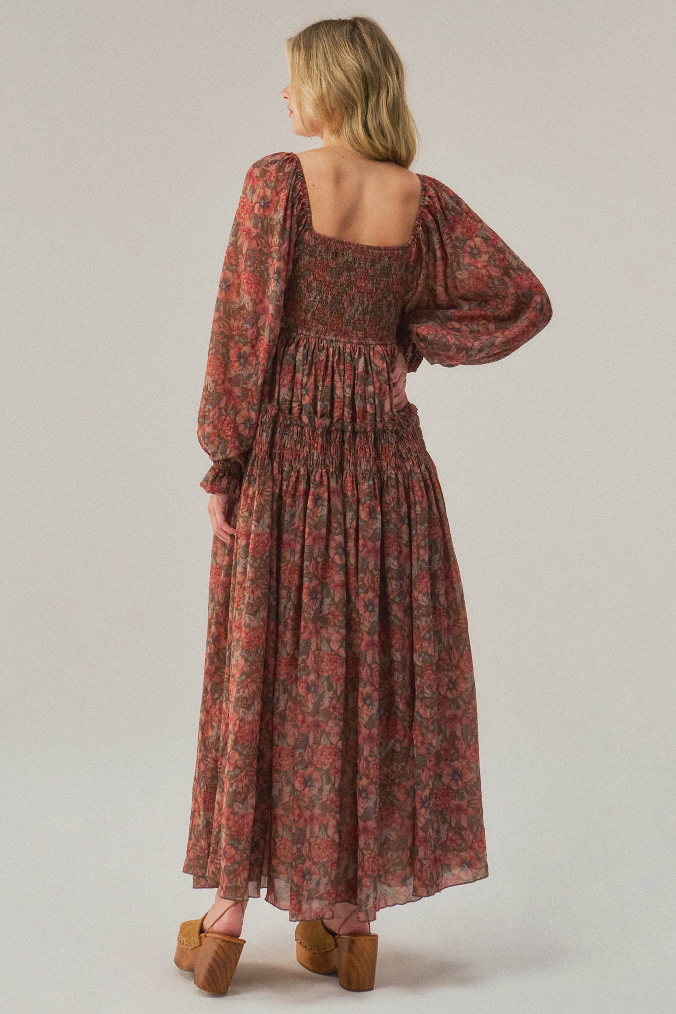 Scent of Beauty Floral Chiffon Smocked Maxi Dress - ShopPromesa