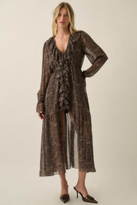 Dreamy Days Paisley Chiffon Ruffle Midi Dress - ShopPromesa