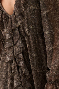 Dreamy Days Paisley Chiffon Ruffle Midi Dress - ShopPromesa