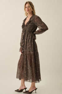 Dreamy Days Paisley Chiffon Ruffle Midi Dress - ShopPromesa