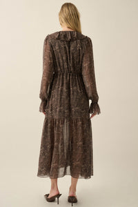 Dreamy Days Paisley Chiffon Ruffle Midi Dress - ShopPromesa