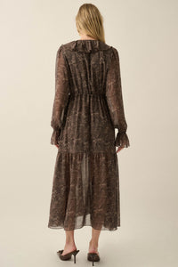 Dreamy Days Paisley Chiffon Ruffle Midi Dress - ShopPromesa