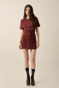 Clean Slate Knit Button-Up Belted Mini Sweater Dress - ShopPromesa