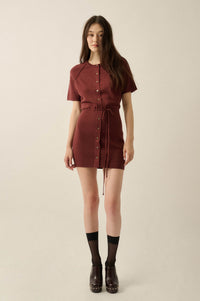 Clean Slate Knit Button-Up Belted Mini Sweater Dress - ShopPromesa