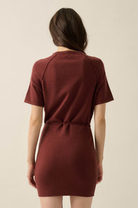 Clean Slate Knit Button-Up Belted Mini Sweater Dress - ShopPromesa