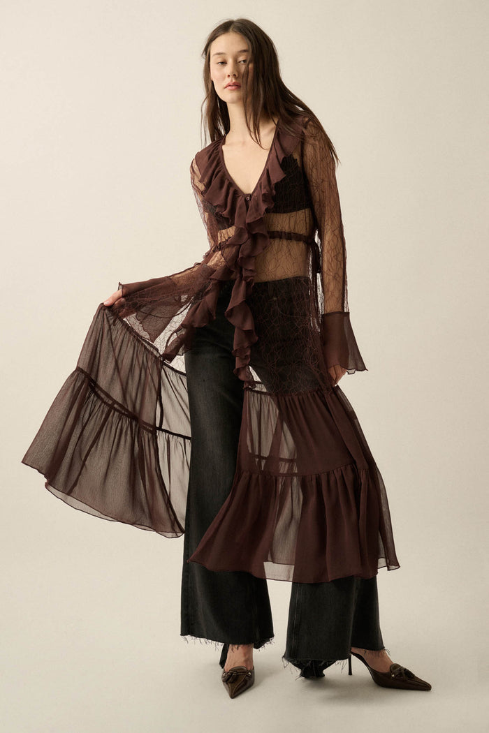 Secret Kisses Sheer Net Lace Ruffled Layering Dress - ShopPromesa