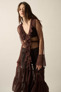 Secret Kisses Sheer Net Lace Ruffled Layering Dress - ShopPromesa