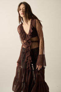 Secret Kisses Sheer Net Lace Ruffled Layering Dress - ShopPromesa