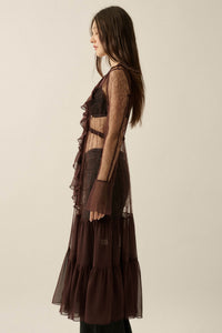 Secret Kisses Sheer Net Lace Ruffled Layering Dress - ShopPromesa