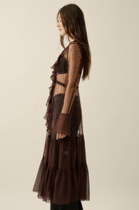 Secret Kisses Sheer Net Lace Ruffled Layering Dress - ShopPromesa