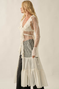 Secret Kisses Sheer Net Lace Ruffled Layering Dress - ShopPromesa