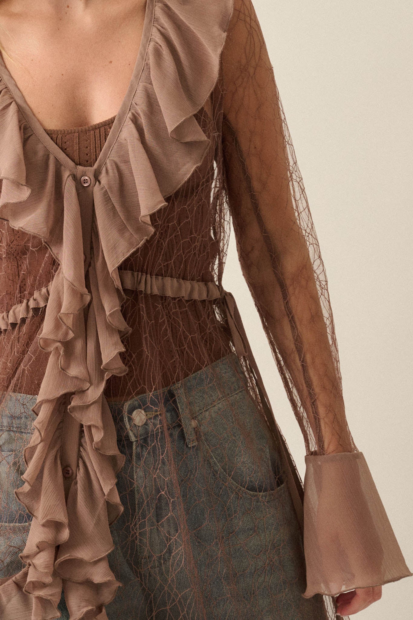 Secret Kisses Sheer Net Lace Ruffled Layering Dress - ShopPromesa