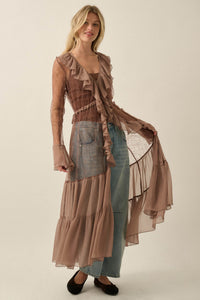 Secret Kisses Sheer Net Lace Ruffled Layering Dress - ShopPromesa