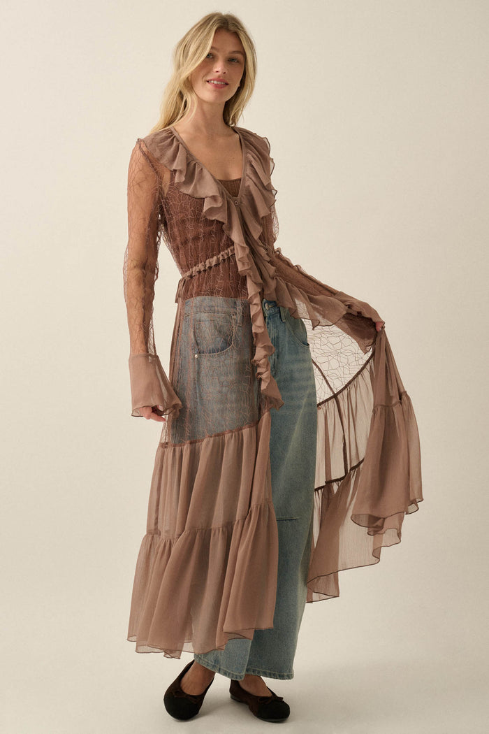 Secret Kisses Sheer Net Lace Ruffled Layering Dress - ShopPromesa