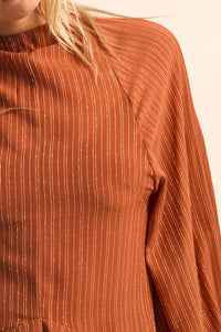 At Last Striped Chiffon Bishop-Sleeve Layered Mini Dress - ShopPromesa