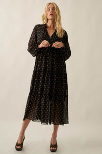 Glorious Blooms Floral Chiffon Midi Prairie Dress - ShopPromesa
