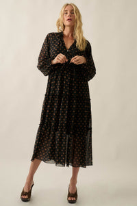 Glorious Blooms Floral Chiffon Midi Prairie Dress - ShopPromesa