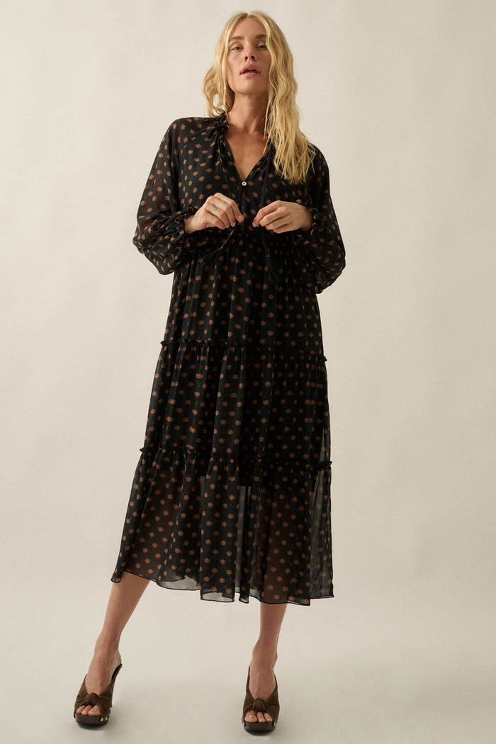 Glorious Blooms Floral Chiffon Midi Prairie Dress - ShopPromesa