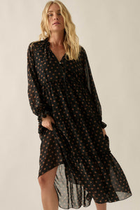 Glorious Blooms Floral Chiffon Midi Prairie Dress - ShopPromesa