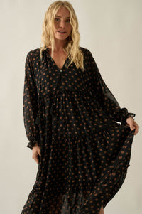 Glorious Blooms Floral Chiffon Midi Prairie Dress - ShopPromesa