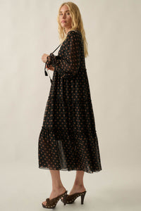 Glorious Blooms Floral Chiffon Midi Prairie Dress - ShopPromesa
