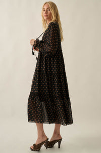 Glorious Blooms Floral Chiffon Midi Prairie Dress - ShopPromesa