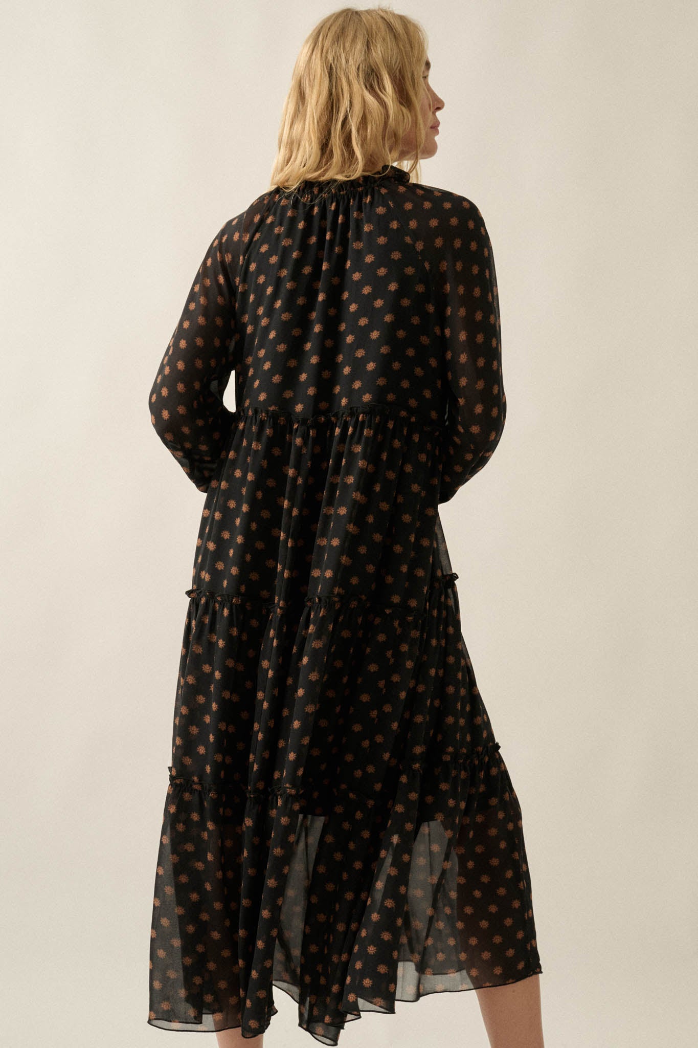 Glorious Blooms Floral Chiffon Midi Prairie Dress - ShopPromesa
