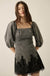 Dreamy in Denim Lace-Hem Balloon-Sleeve Mini Dress - ShopPromesa