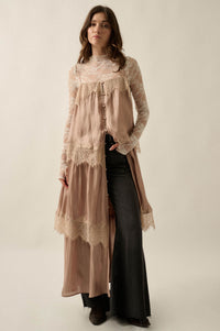Shine On Shimmer Chiffon Lace-Trim Tiered Maxi Dress - ShopPromesa