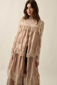 Shine On Shimmer Chiffon Lace-Trim Tiered Maxi Dress - ShopPromesa