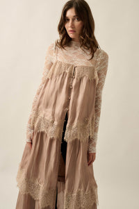 Shine On Shimmer Chiffon Lace-Trim Tiered Maxi Dress - ShopPromesa