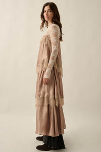 Shine On Shimmer Chiffon Lace-Trim Tiered Maxi Dress - ShopPromesa