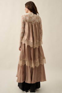 Shine On Shimmer Chiffon Lace-Trim Tiered Maxi Dress - ShopPromesa
