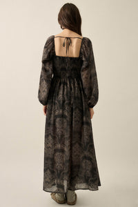 Decadent Beauty Ornate Balloon-Sleeve Maxi Dress - ShopPromesa