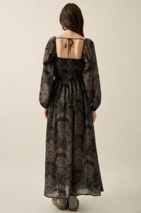 Decadent Beauty Ornate Balloon-Sleeve Maxi Dress - ShopPromesa