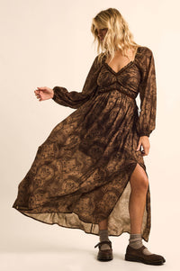 Decadent Beauty Ornate Balloon-Sleeve Maxi Dress - ShopPromesa