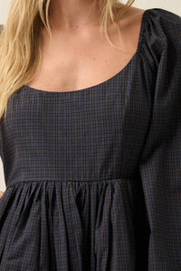 Better World Plaid Balloon-Sleeve Babydoll Mini Dress - ShopPromesa