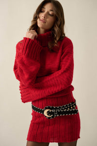 Speak Up Wide-Sleeve Turtleneck Mini Sweater Dress - ShopPromesa