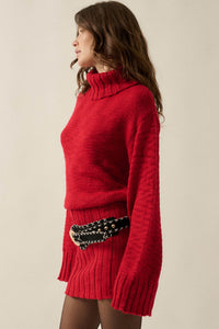 Speak Up Wide-Sleeve Turtleneck Mini Sweater Dress - ShopPromesa