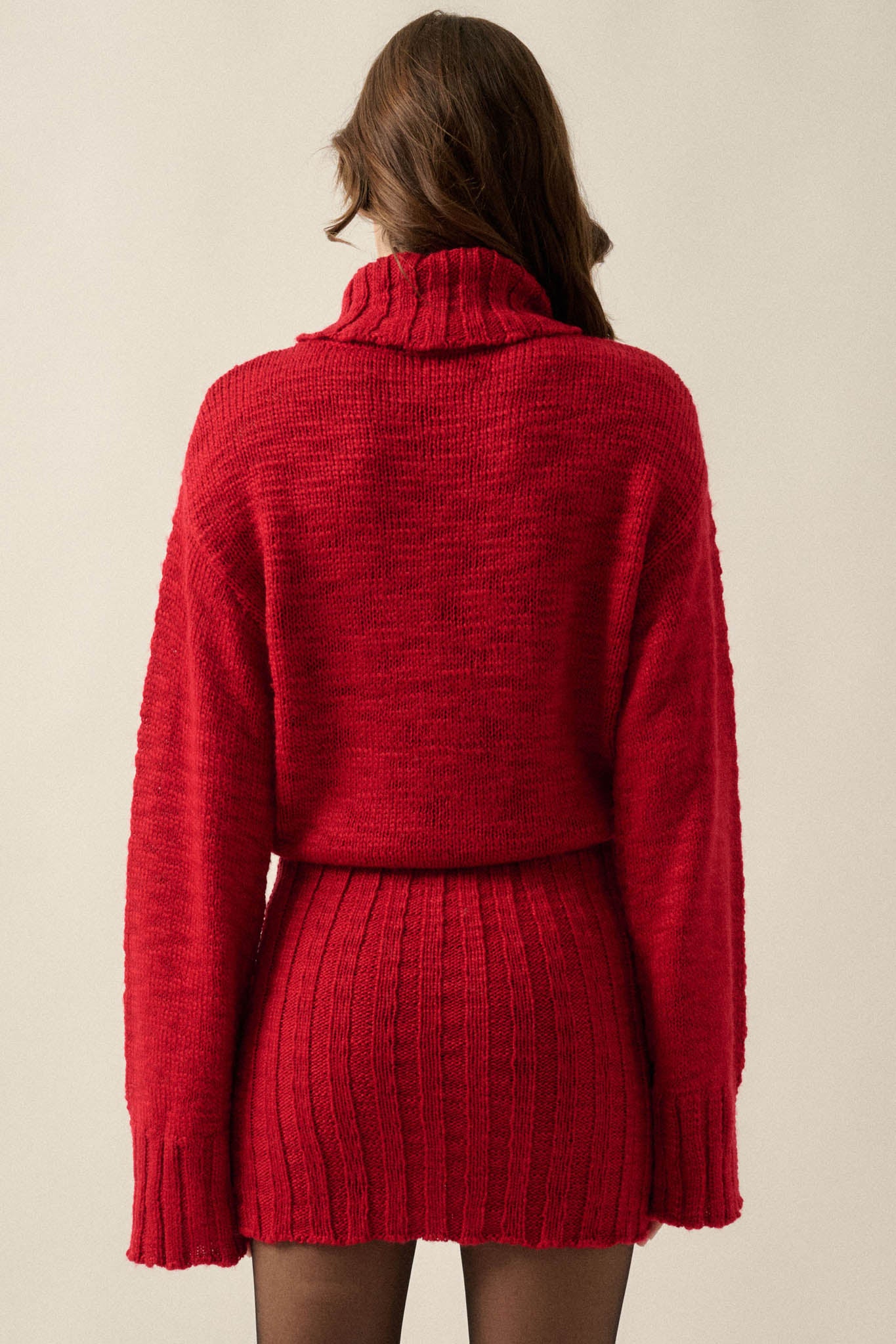 Speak Up Wide-Sleeve Turtleneck Mini Sweater Dress - ShopPromesa