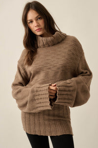 Speak Up Wide-Sleeve Turtleneck Mini Sweater Dress - ShopPromesa