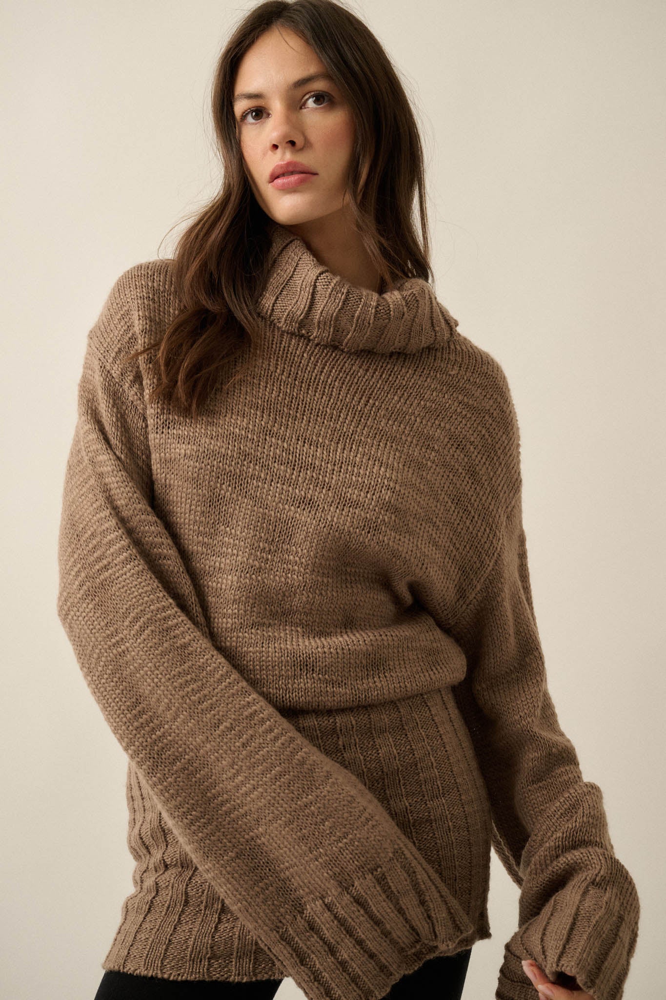 Speak Up Wide-Sleeve Turtleneck Mini Sweater Dress - ShopPromesa